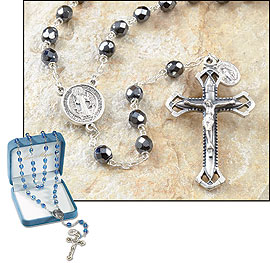 St. Benedict Hematite Rosary